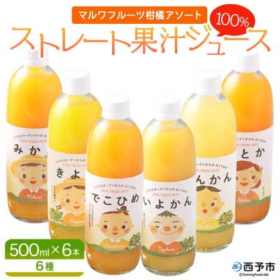 マルワフルーツ柑橘アソート ストレートジュース 500ml×6本 みかん　詰め合わせ セット