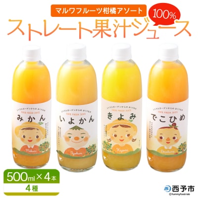 マルワフルーツ柑橘アソート ストレートジュース 500ml×4本 詰め合わせ セット  みかん