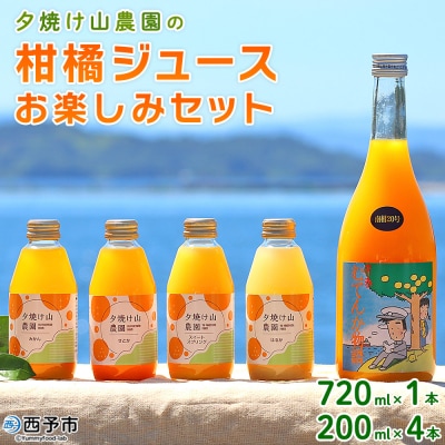 <夕焼け山農園の柑橘ジュースお楽しみセット 720ml×1本/200ml×4本> ストレートジュース