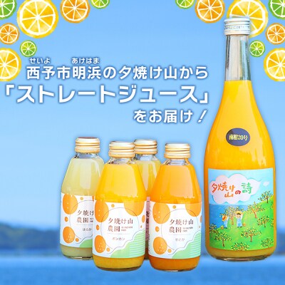 <夕焼け山農園の柑橘ジュースお楽しみセット 720ml×1本/200ml×4本> ストレートジュース