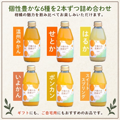 <夕焼け山農園の柑橘ジュース 飲み比べセット 200ml×12本> 6種 12本 ストレートジュース