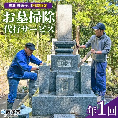 <遊子川地域限定 お墓掃除代行サービス 年1回コース 2基 墓所 墓石 