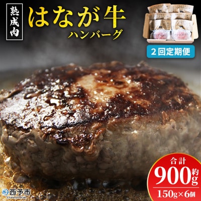 【定期便2ヶ月】<熟成肉 はなが牛ハンバーグ6個>ゆうぼく お肉 愛媛 おいしい 国産