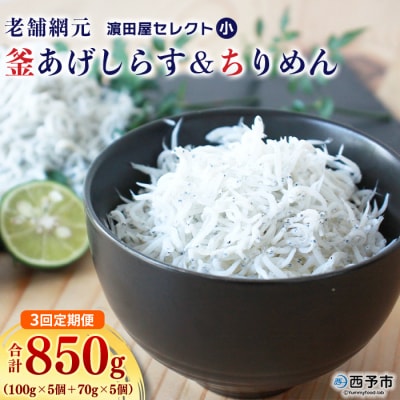 【3か月定期便】老舗網元濵田屋セレクト 釜あげしらす&ちりめん 合計850g マルヨシ水産