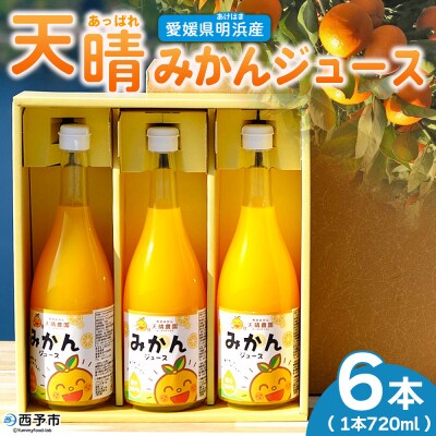 <愛媛県明浜産 天晴みかんジュース 720ml×6本セット>愛媛 えひめ 笑丸 おいしい