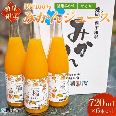 <【数量限定】果汁100% みかんジュース 720ml 6本セット>温州 せとか 愛媛