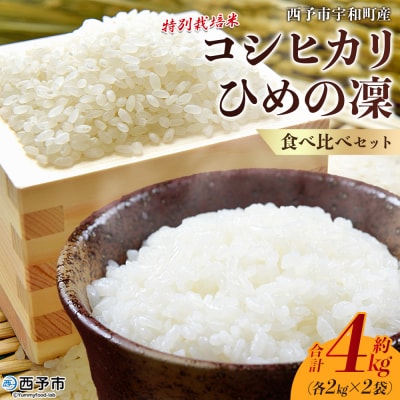 <令和7年産 西予市宇和町産 特別栽培米コシヒカリ・ひめの凜 食べ比べセット(各約2kg)>
