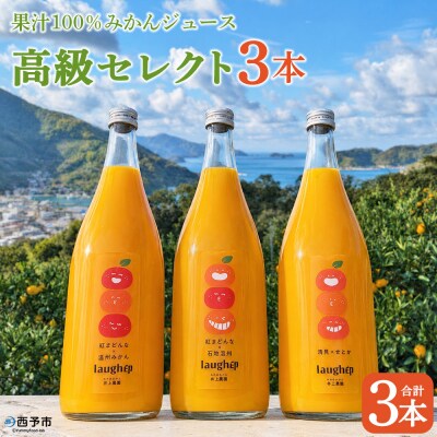 <果汁100%みかんジュース 高級セレクト3本>セット のみくらべ 柑橘ジュース 丸ごと 