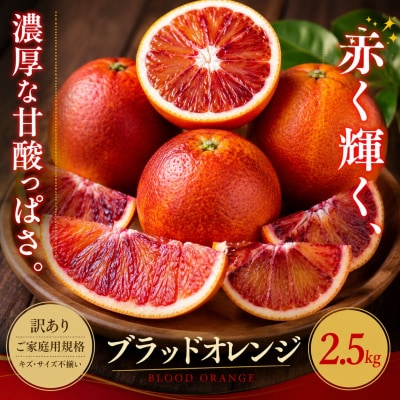 <訳あり 愛媛県産ブラッドオレンジ 合計約2.5kg>赤い 果肉 濃厚 甘い ご家庭用 愛媛