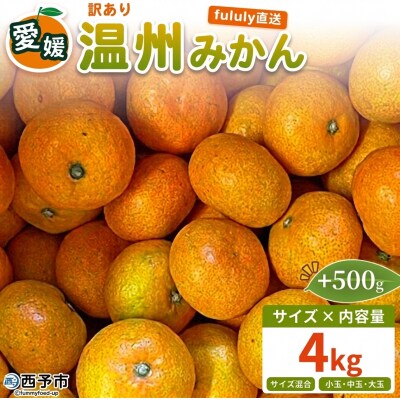 +500g fululy直送 温州みかん 訳あり 約4kg ワケアリ サイズ混合家庭