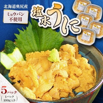 【期間限定・配送日指定不可】奥尻産「塩水うに」100g入り 5パック
