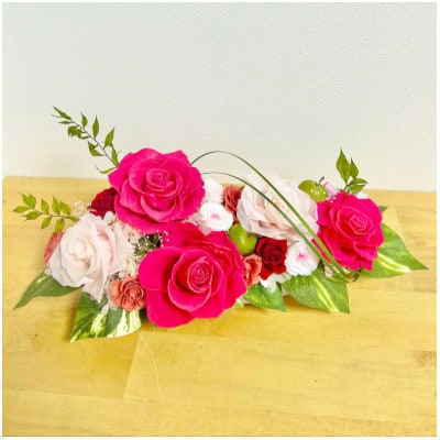 プリザーブドフラワー・幅40cmアレンジ　【ナチュレ　レッドピンク】