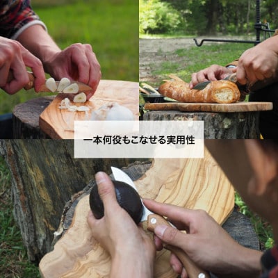 折畳式料理ナイフ プレーンビルマチーク (ステンレス鋼/銀紙三号) 000833