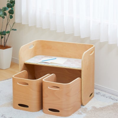 HOPPL(ホップル) オリジナル商品　コロコロチェア&デスク ナチュラル☆フルオプション付き☆