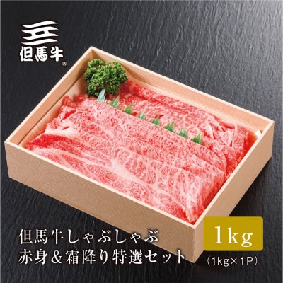 FH10【但馬牛】しゃぶしゃぶ 赤身&霜降り 特選セット1kg【1313390】【熨斗付き】