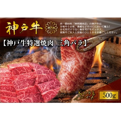 神戸牛  特選焼肉(三角バラ)500g【FS76】
