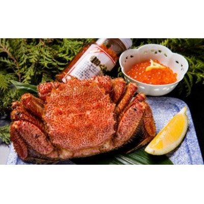 かにやの厳選・茹で毛蟹1尾約700g&特製いくら醤油漬け80g×1瓶セット