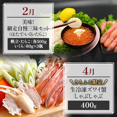 【発送月固定定期便】オホーツク網走自慢人気の海鮮グルメ 偶数月お届け定期便全6回