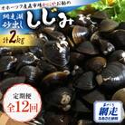 【毎月定期便】オホーツク産直市場かにやがお勧めする網走湖大粒しじみを砂出し2kg全12回