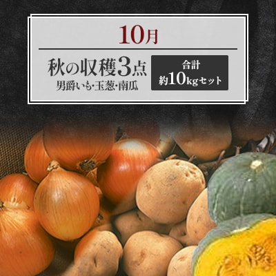 【発送月固定定期便】オホーツク産直市場かにやがお勧めする秋が旬の農産物定期便全3回