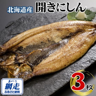 北海道産・北海道網走加工　にしん一夜干し(冷凍・1枚真空パック)　3枚セット