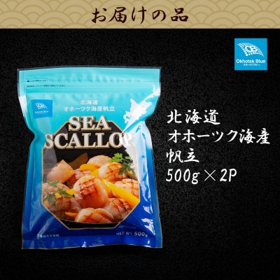 北海道オホーツク海産ホタテ玉冷 500g×2パック(計1kg)