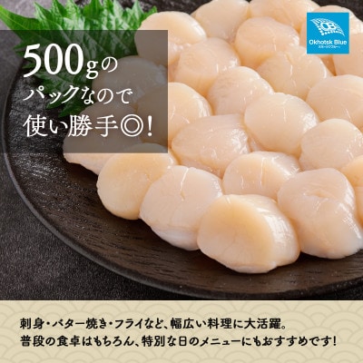 北海道オホーツク海産ホタテ玉冷 500g×2パック(計1kg)