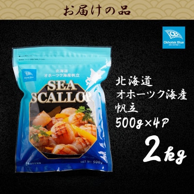 北海道オホーツク海産ホタテ玉冷 500g×4パック(計2kg)