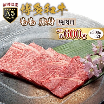 福岡県産【A5ランク限定】博多和牛 もも 赤身 焼肉用 600g(300g×2P)冷凍