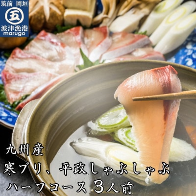 九州産 寒ブリ平政 しゃぶしゃぶ鍋 ハーフコース(3人前)(岡垣町)
