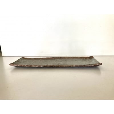 灰釉炭化長方皿
