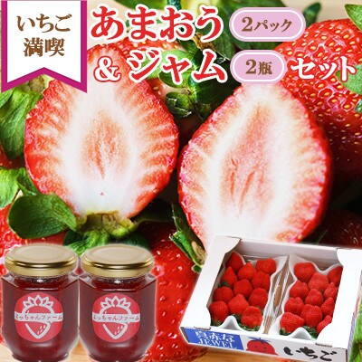 【2025年1月より順次発送予定】いちご満喫 あまおう2パック&あまおうジャム2瓶のセット(岡垣町)