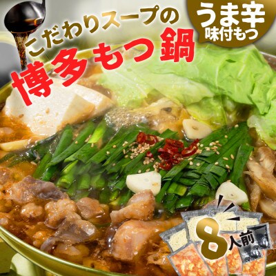 味付きもつ鍋セット 8人前(もつ800g)濃縮醤油スープ(岡垣町)