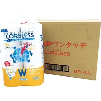 エコワンタッチコアレス W(ダブル) 65M　6ロール×4パック　