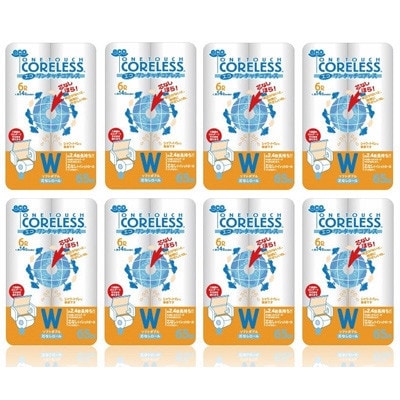 【毎月定期便】エコワンタッチコアレス W(ダブル) 65M　6ロール×8パック全3回