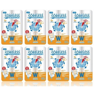 【毎月定期便】エコワンタッチコアレス W(ダブル) 65M　6ロール×8パック全6回