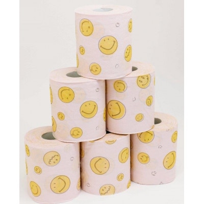 【毎月定期便】トイレットペーパー スマイリーフェイス ダブル 25m 12ロール×8パック全6回