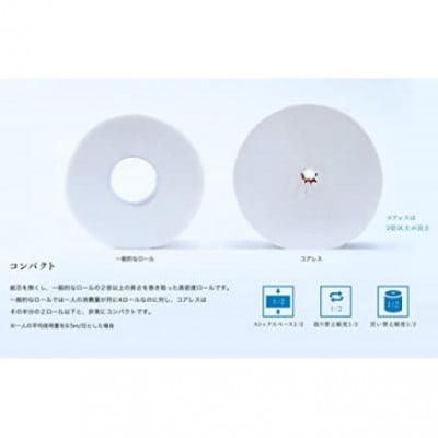 【毎月定期便】【細穴タイプ】コアレスW(ダブル)65M　6ロール×8パック全6回