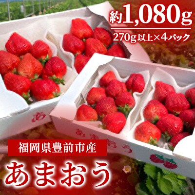 2月以降発送　いちご【あまおう】　福岡県豊前市産　270g以上×4パック