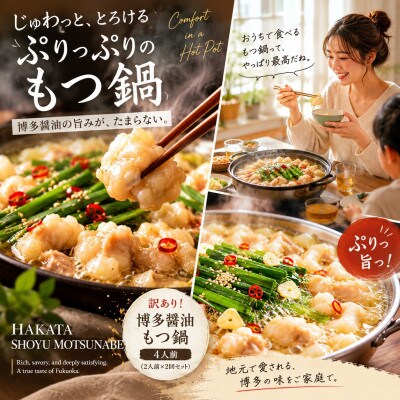 訳あり!博多醤油もつ鍋　4人前(2人前×2回セット)(豊前市)