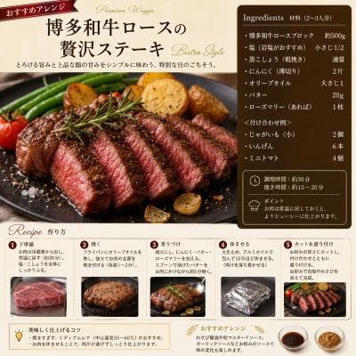 この味プレミアム!【A4～A5】博多和牛ロースブロック　約2kg(500g×4p)(豊前市)