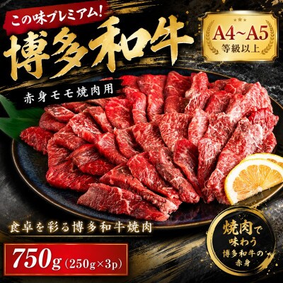 この味プレミアム!【A4～A5】博多和牛赤身モモ焼肉用　750g(250g×3p)(豊前市)