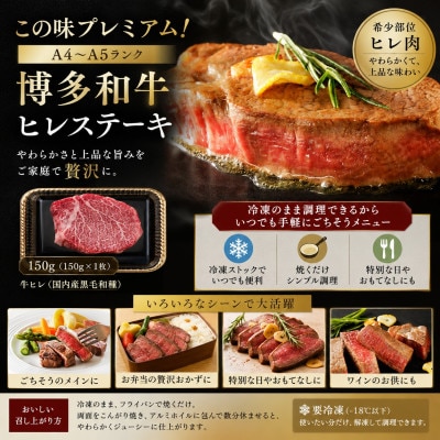 この味プレミアム!【A4～A5】博多和牛ヒレステーキ　300g(150g×2枚)(豊前市)