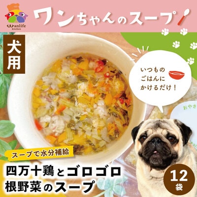 いつものごはんにかけるだけ!四万十鶏とゴロゴロ根野菜のスープ12袋セット【ペットフード】26-381