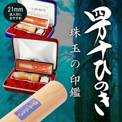 四万十ヒノキ法人印(21mm角印)印鑑セット 法人印におすすめ