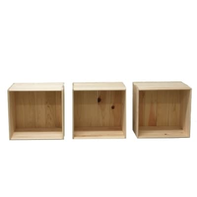 国産四万十ひのき使用【シンプルなヒノキのフリーボックス(3個セット)】26-252