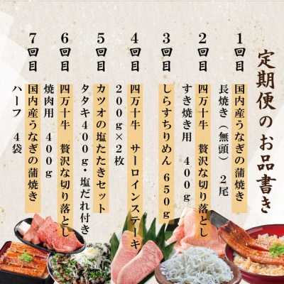【7ヵ月連続】四万十市人気魚介&お肉返礼品【定期便】R6