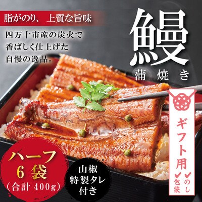 【ギフト用(包装・のし対応)】<四万十食品>うなぎ蒲焼　ハーフ6袋/CD　26-361G-6