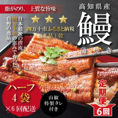 【6回定期便】お楽しみ企画 6ヵ月連続 高知県産うなぎ蒲焼 ハーフ4袋/BC | ふるさと納税のお礼品