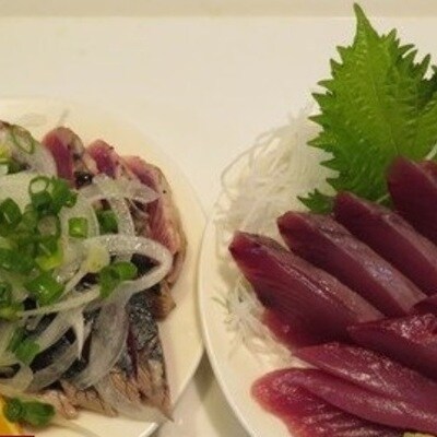 魚屋大将が厳選したカツオの食べ比べセット!本格カツオ藁焼きタタキと刺身(合計400g) 26-229